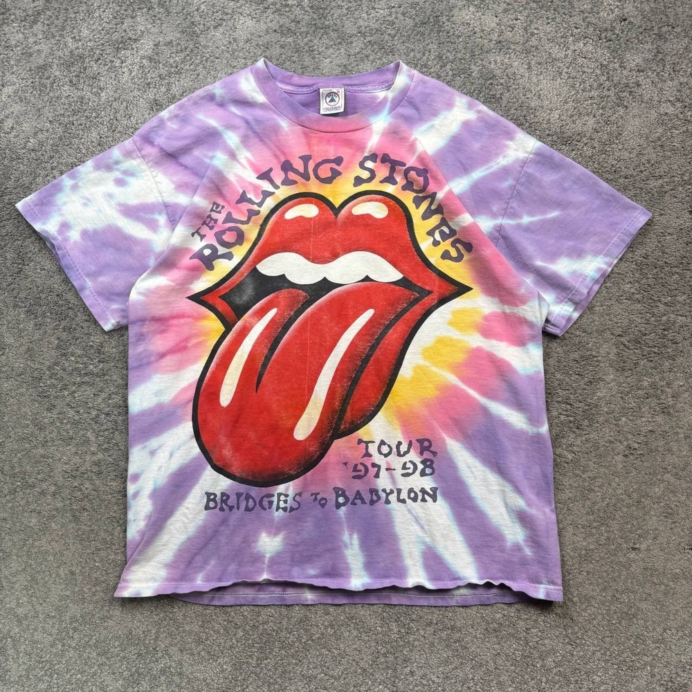 Rolling Stones Bridges to Babylon Tour Shirt Purple Tie Dye XL Vintage 90s Tee